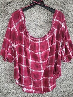 Lane Bryant Top Womens Plus 22/24 Purple Off The Shoulder 3/4 Sleeve Blouse